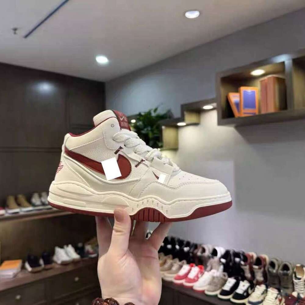 2025 New Versatile Sneakers Youth Thick-Soled Korean Style Sports High-Top Leather Casual Men's Trendy Shoes