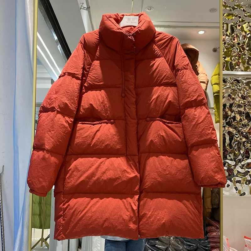 Schinteon Women Down Jacket Stand Collar Casual Warm Autumn Winter Outwear White Duck Down Stand Collar Coat 2024 NewT251105