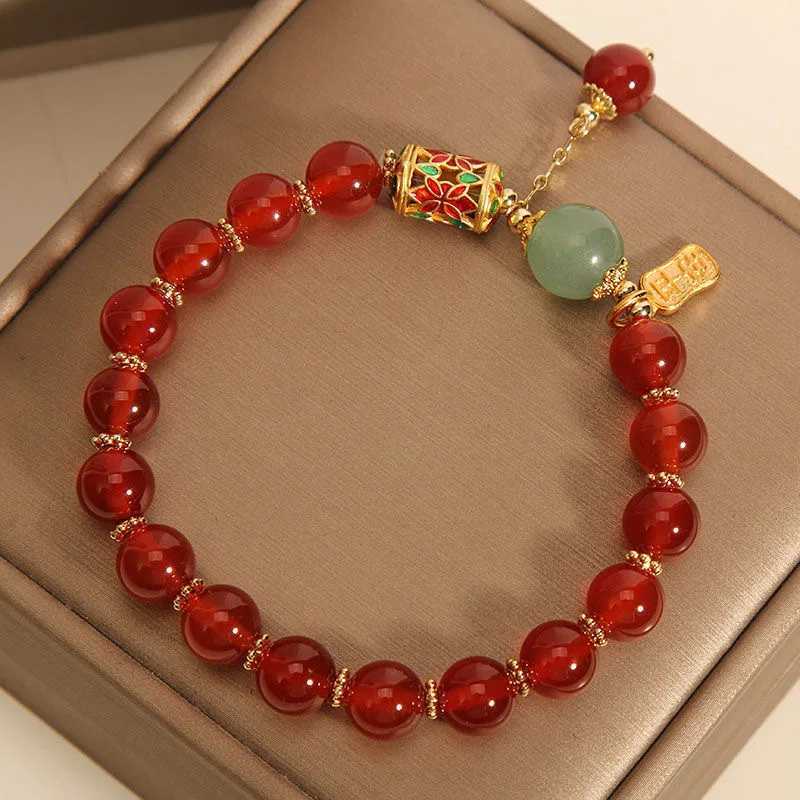 Chinese Style Lotus Butterfly Beadeds for Women Fashion Green Bead Handmades Exquisite Sweet Jewelry Gifts C251105
