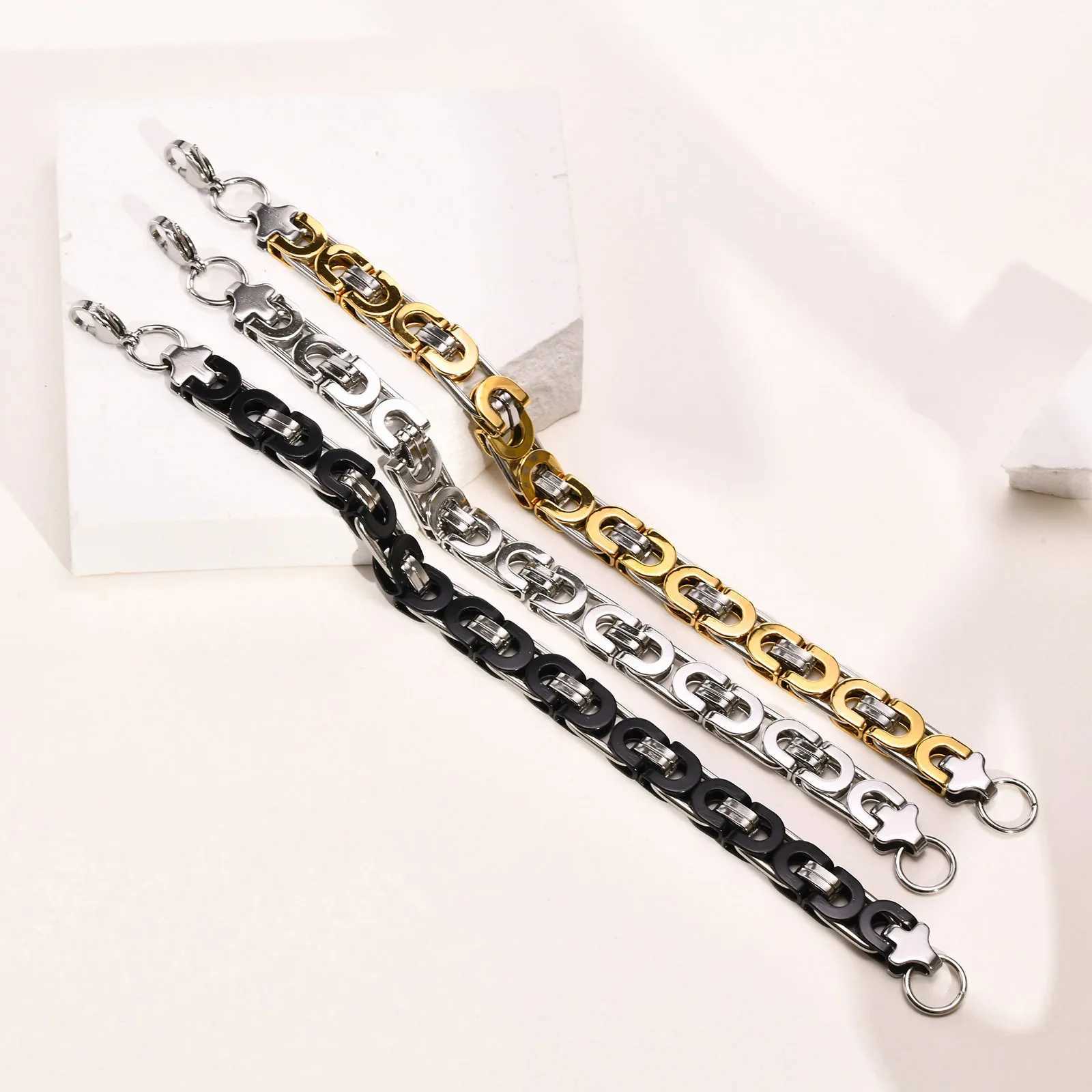 Flat Byzantine Bracelets for Men Waterproof Stainless Steel Chain Link WristbandChristmas Gifts to Dad Father Boyfriend BFFXJ251105