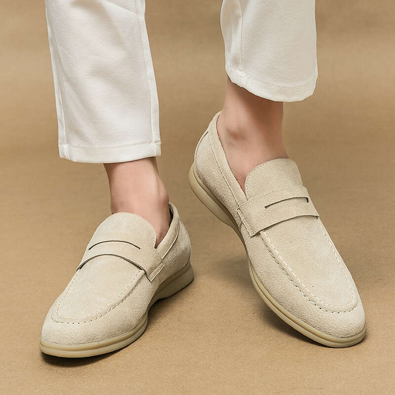 2024 New Men's Large Casual Leather Shoes Fashion Set Legged loafers Trendy Simple Formal Business
