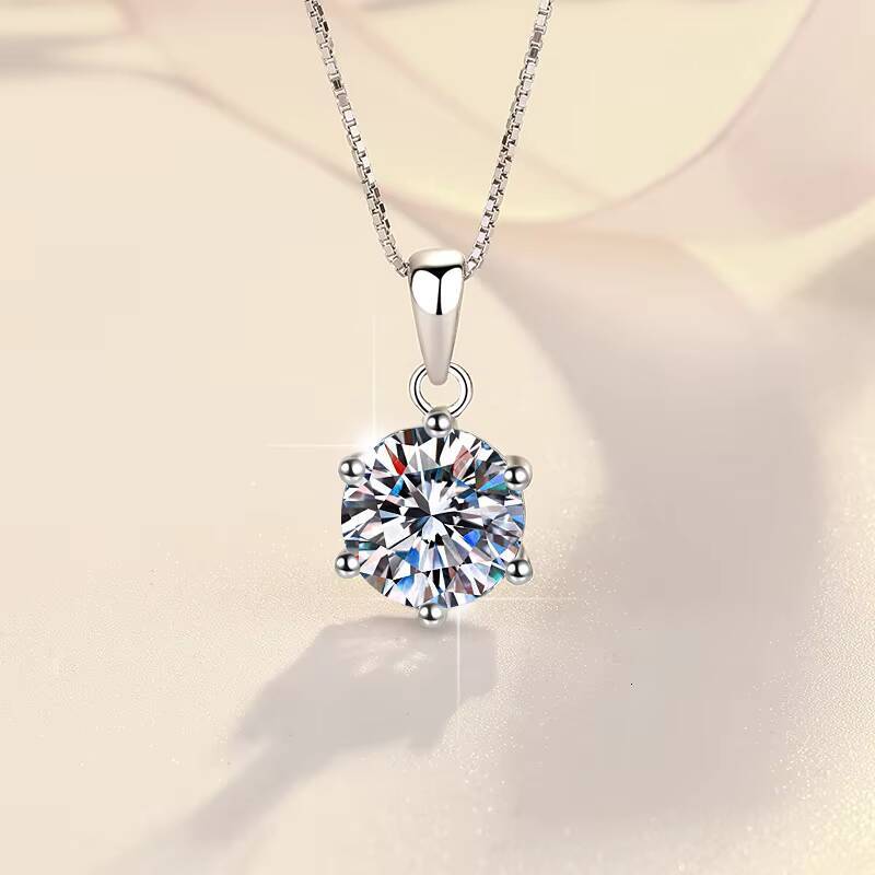 9 Wholesale 925 Sterling Silver Jewelry Box Chain Custom D Color Moissanite Pendant Necklace for Women Six Claw 1ct to 5ct