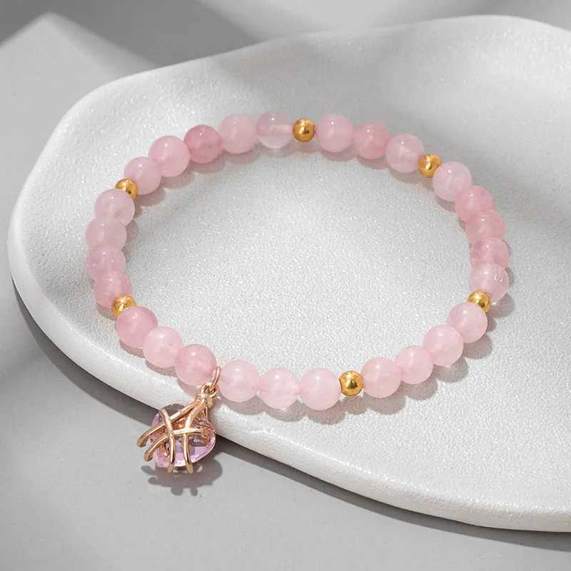 Natural Stone Pink Rose Quartzs Beads Women Tiger Eye Cat Eye Beads Heart Pendants Healing Jewelry C251105
