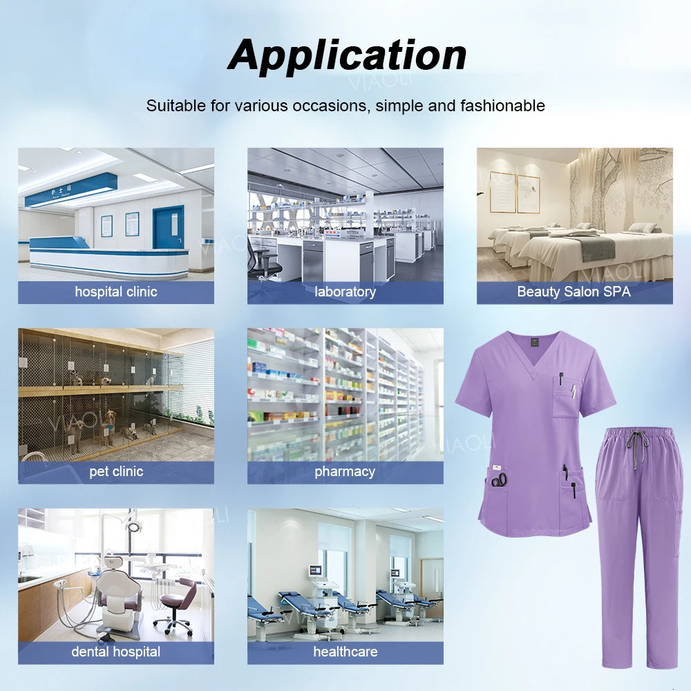 Uniform Scrub Hospital Working Scrubs Set Wholesale Nursing Scrub Uniforms Women Healthcare Pharmacy Clinic Work Clothes 251104