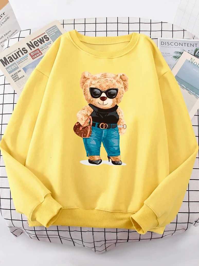 Fashion Teddy Bear Rich Hoody Women Street Soft Shoulder Drop Sweatshirt Fleece Warm Hoody hip hop Fit Comfortable PulloversT251105