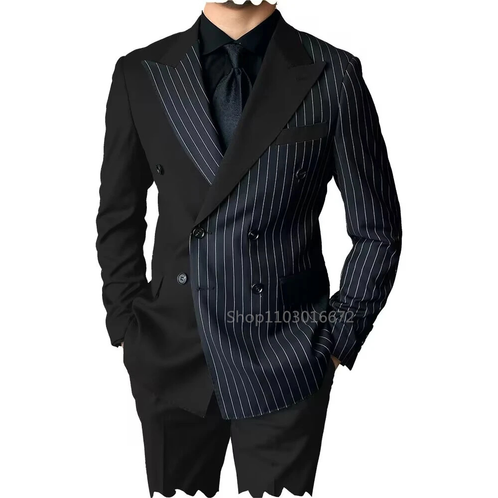 Style Slim Fit Men Suits 2 Piece Groom Tuxedos Lapel Double Breasted Blazer Pants Sets Prom Business Costume Homme 251023