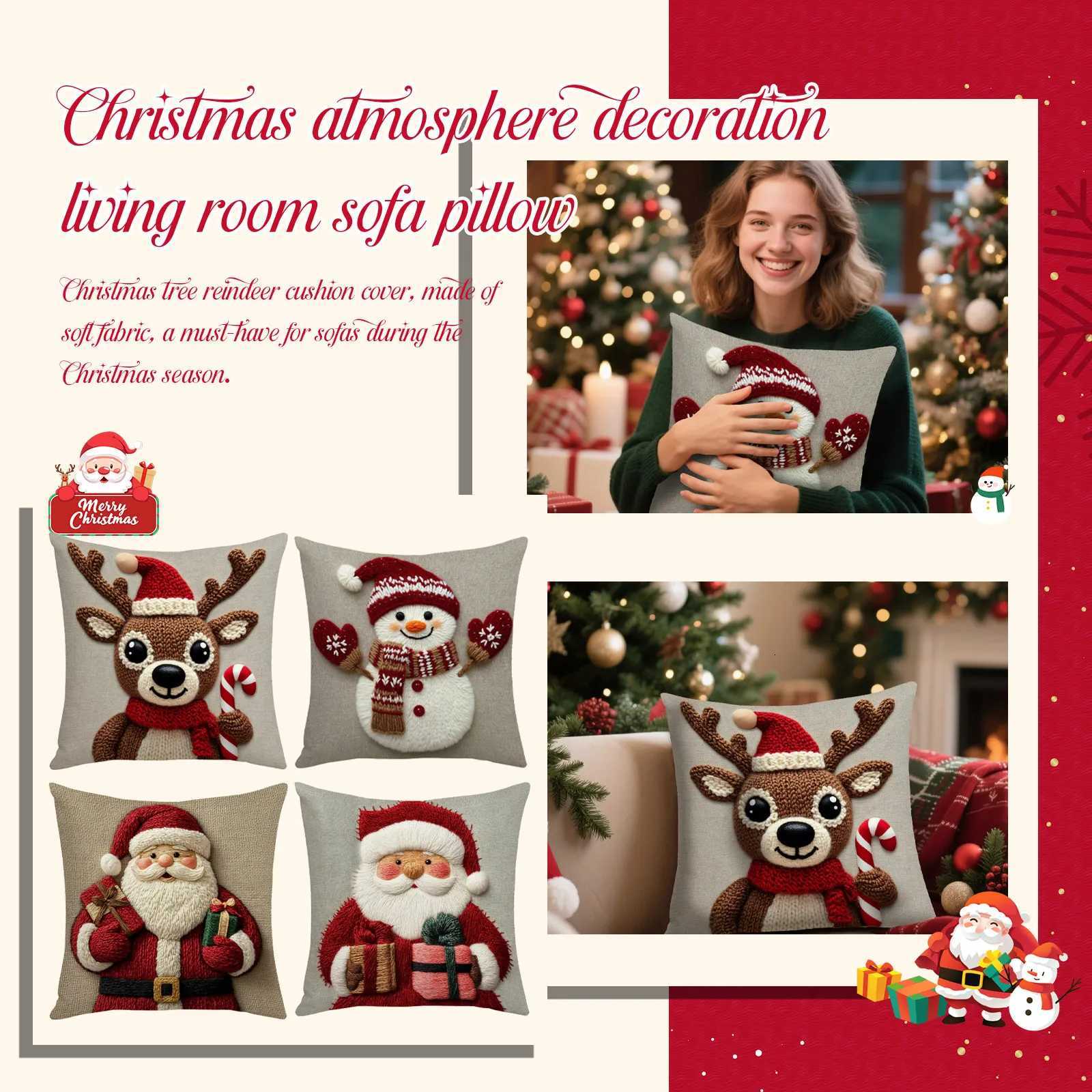 Christmas Series Pillowcase Christmas Holiday Atmosphere Decoration Living Room Sofa Cushion Christmas Decoration Pillow Case Y251105