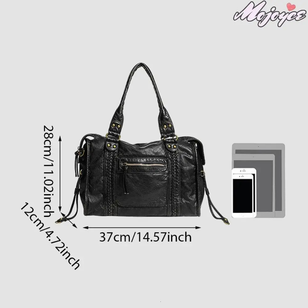Leather Retro Y2K Shoulder Bag Women with Pockets Motorcycle Tote Handbag Crossbody Bags Large Capacity Travel Top Handle Bag 251031