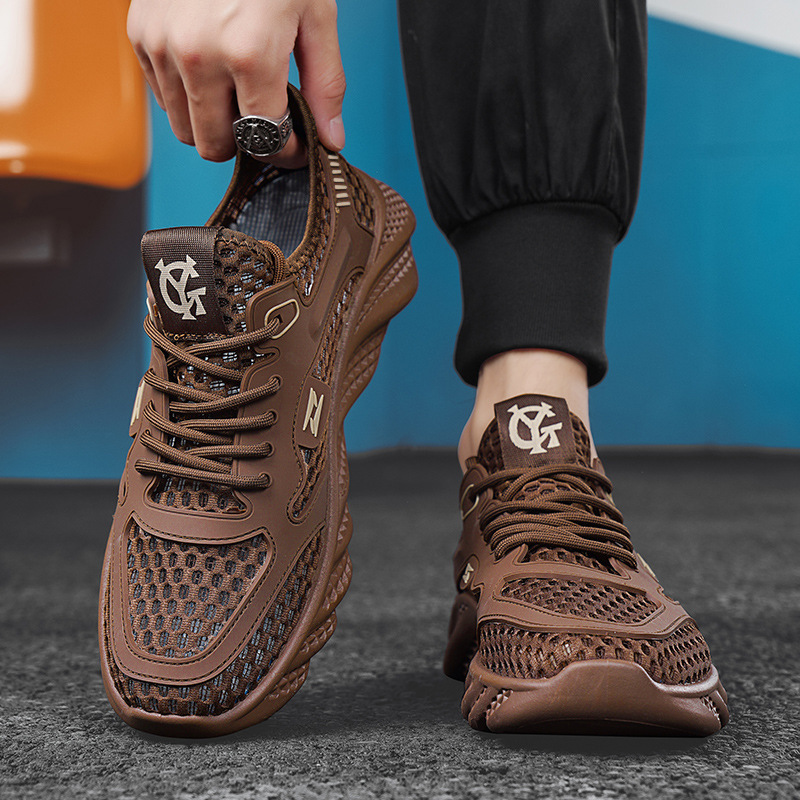 Hollowed-out breathable shoes for men and women 2025 summer new arrivals light mesh comfortable sneakers casual travel hiking men's shoes plus si