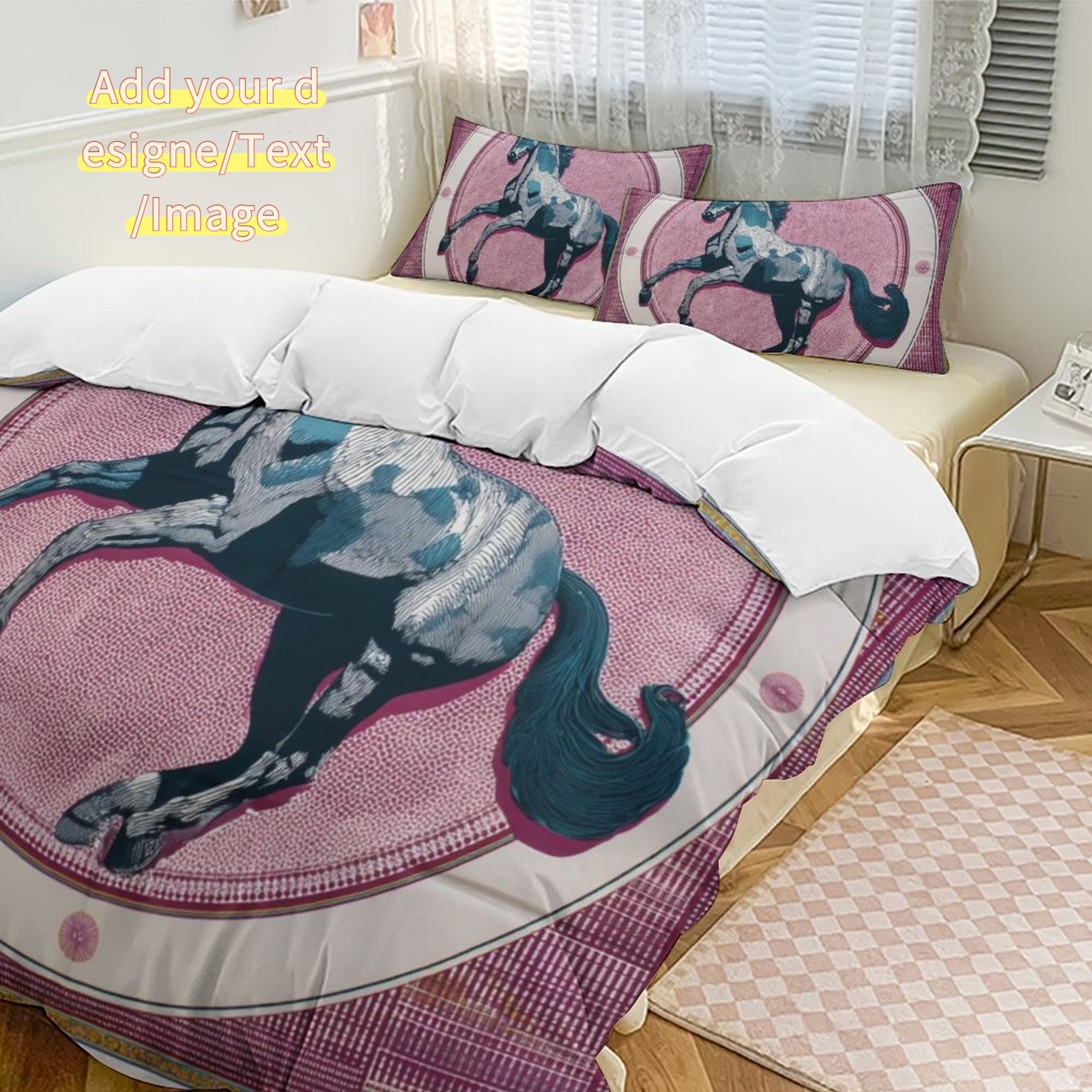 Custom Bedding Set Luxury Designer H Printing Horse Printing Quilt Cover Pillowcase 3Pcs set Pure Cotton Comfortable Bedding Set Bedroom Decoration H3