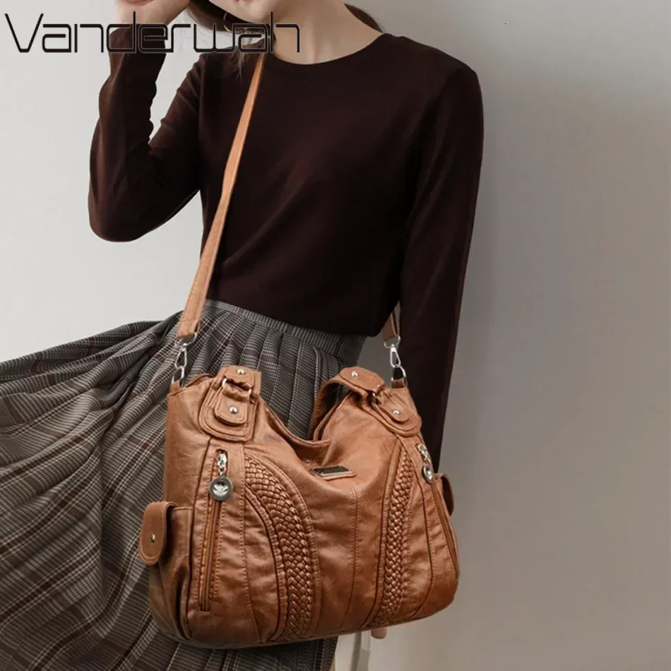 High quality soft leather large capacity womens handbag shoulder cross body 2025 wallet Sac 250401
