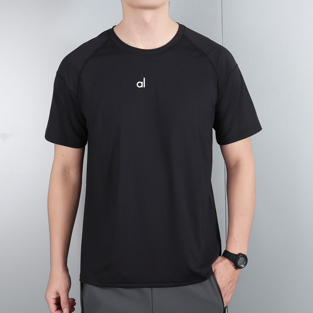 Mens T-shirts designer shorts sleeve top solid color fitness running sports suit collar shirt mens gym round neck quick-dry yoga gym shirts