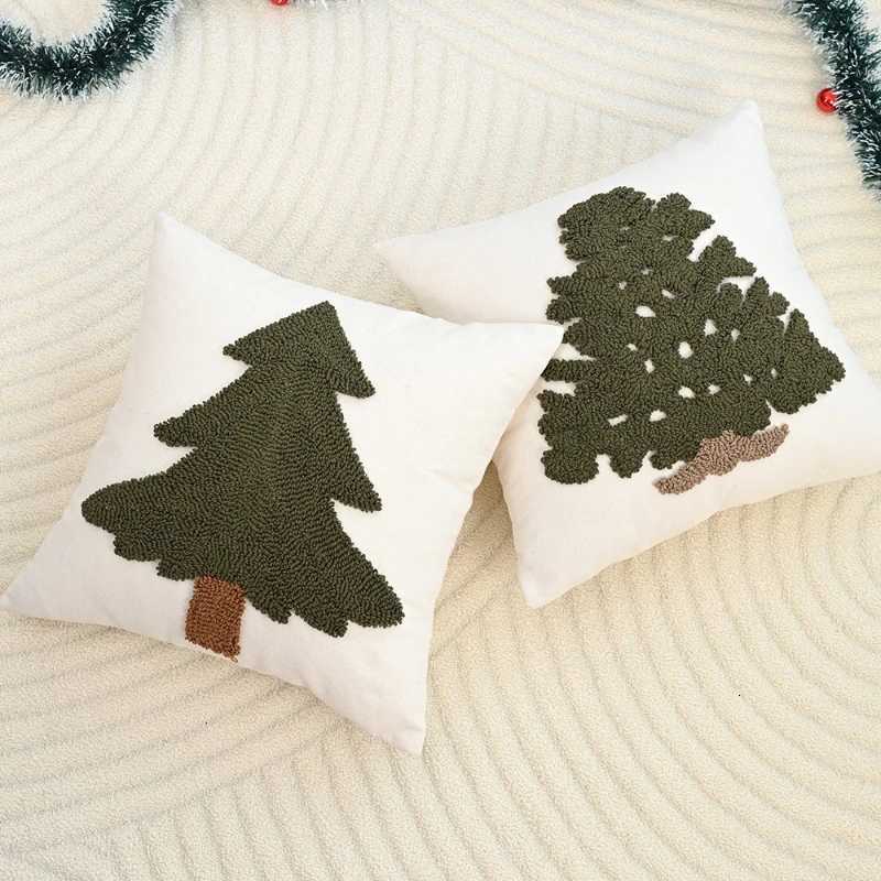 45x45CM Christmas Tree Throw Pillow Cover Nordic Embroidery Stamping Waist Cushion Cover Decor Home Decorative Pillowcase Y251105