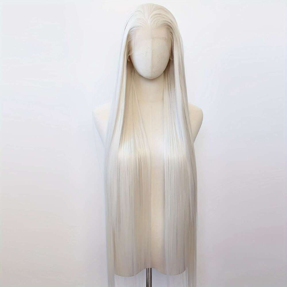 1Pc Unisex-Adult 40 Inch Straight Synthetic Lace Front Wig, Pre Plucked Hairline, Density, Heat Resistant Fiber, Glueless Cosplay Fashion Wig