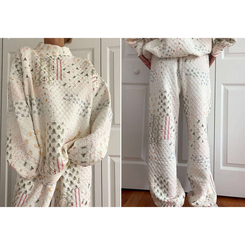 Cross-Border European And American Christmas Winter High-Neck Sweatshirt Shorts Casual Hoodie Top Pants Set Export Women's Clothing B5