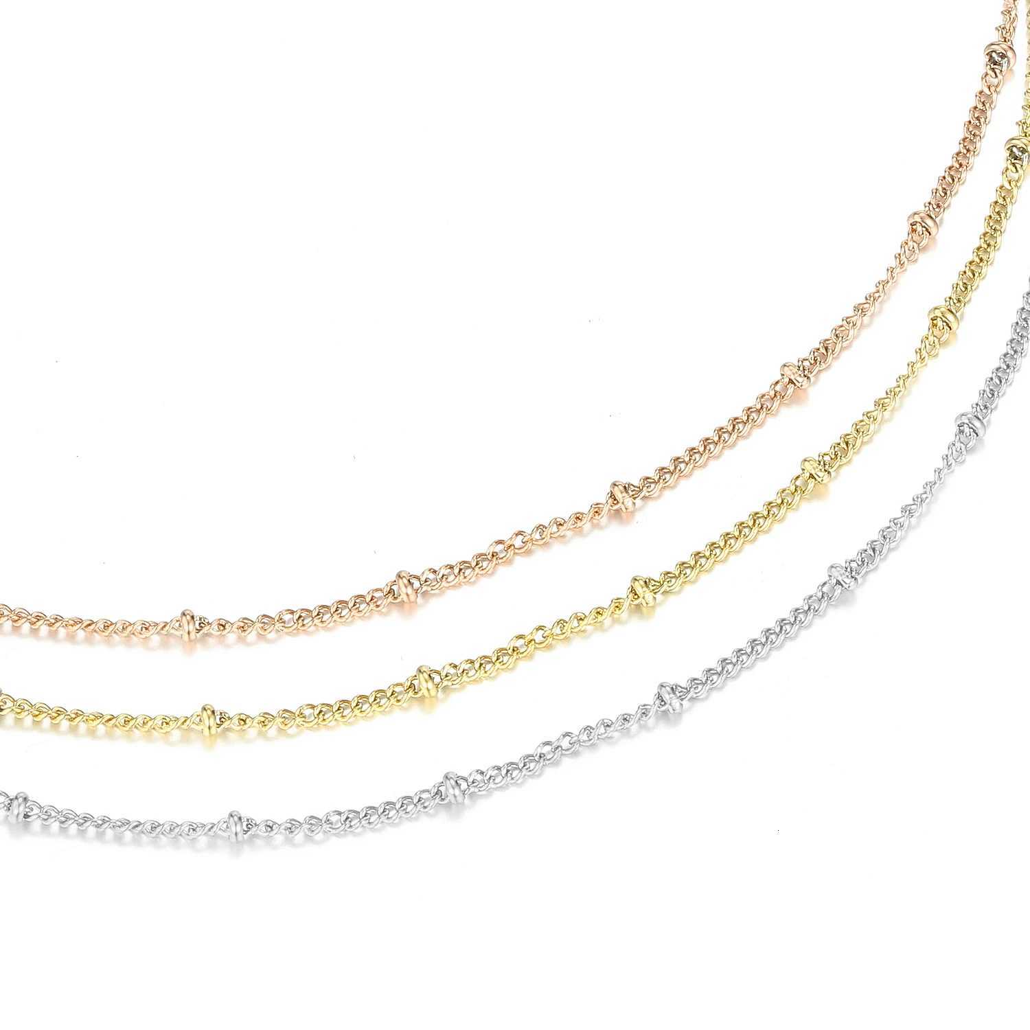 SUNIBI Stainless Steel Chain Necklace for Women Gold Color Thin Choker Bead Chain Necklace Jewelry Wholesale DropshippingW251105