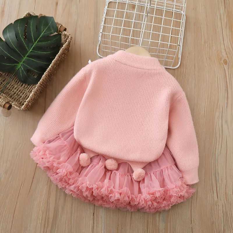 LILIGIRL New Autumn Kids Sweater Set Sweet Sequin Bow Girls Pullover Tutu Skirt Korean Version Children Knitted Outfit 2-6T Y251105