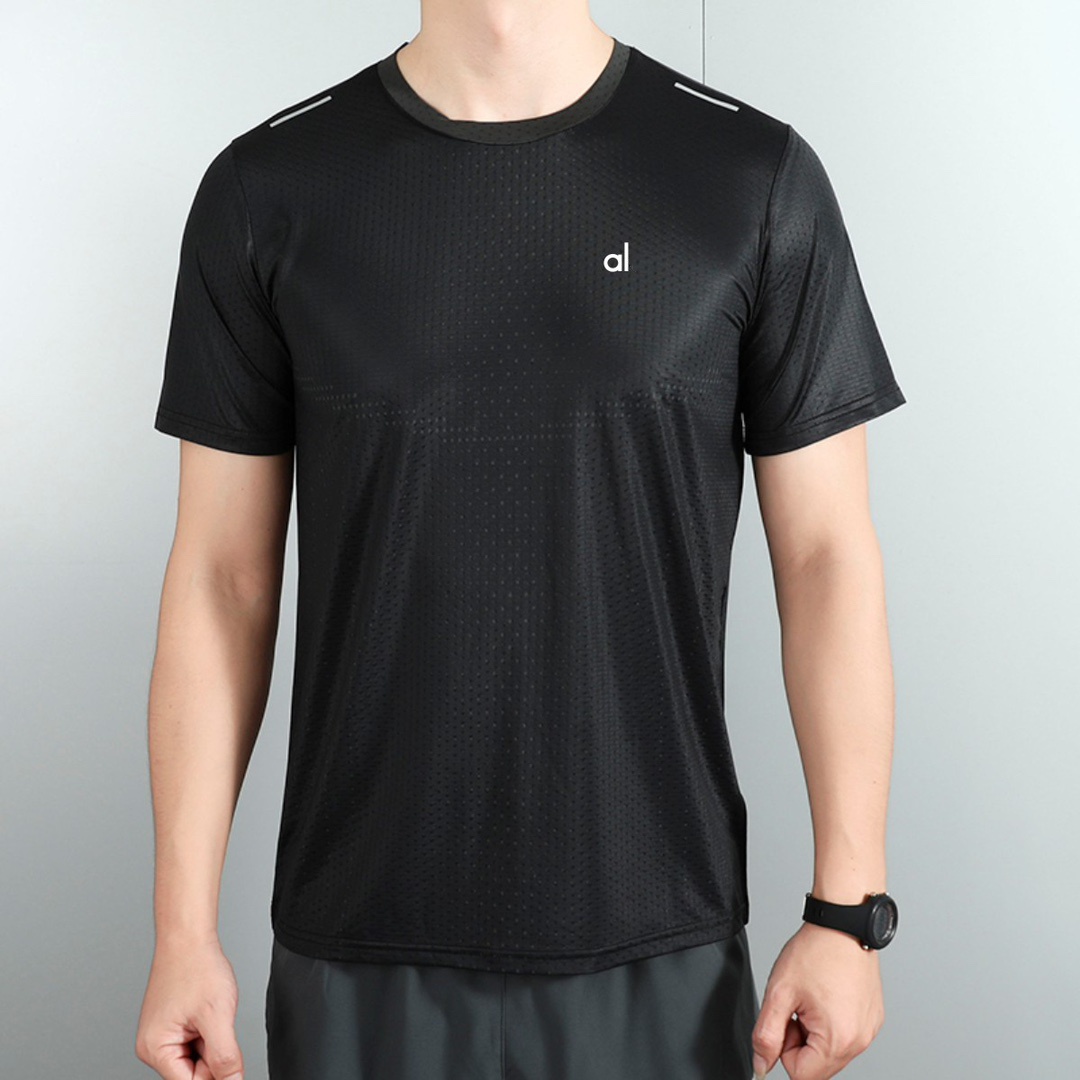 gym designer mens t shirt men's tech T-shirts brand reflective print quick drying breathable fitness summer t shirt sports suit