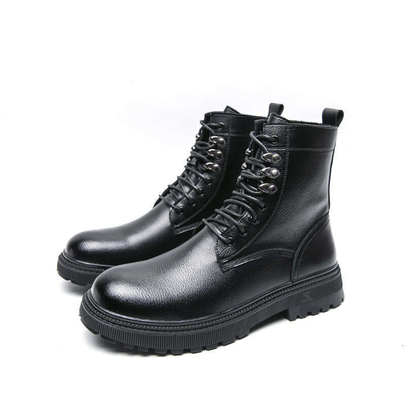 Men's fashionable plus size new high top leather shoes trend British Martin men's motorcycle boots