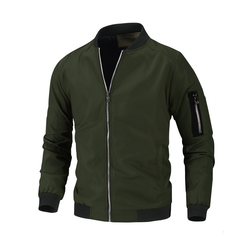 Loose Fit Wear-Resistant Non-Iron Men's Zipper Jacket Autumn Baseball Jacket Plus Size Casual Coat