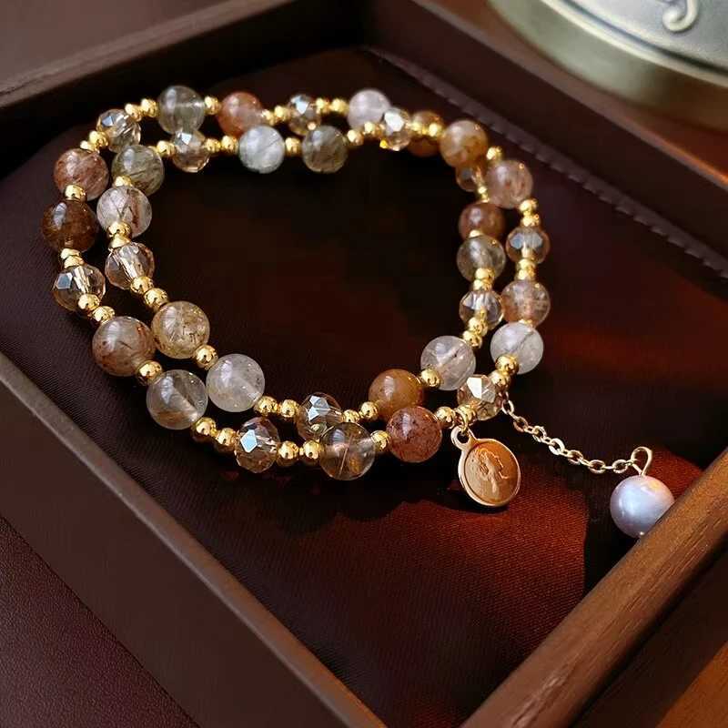 FTCY Vintage Double Layered Natural Stone for Women Crystal Pearl Bangle Healing Yoga Jewelry Gifts C251105
