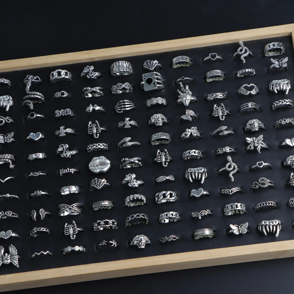 203050PcsLot Fashion Vintage Punk Gothic Rings for Women Men Retro Animal Hop Hip Party Gifts Finger Jewelry Mix Style 251031