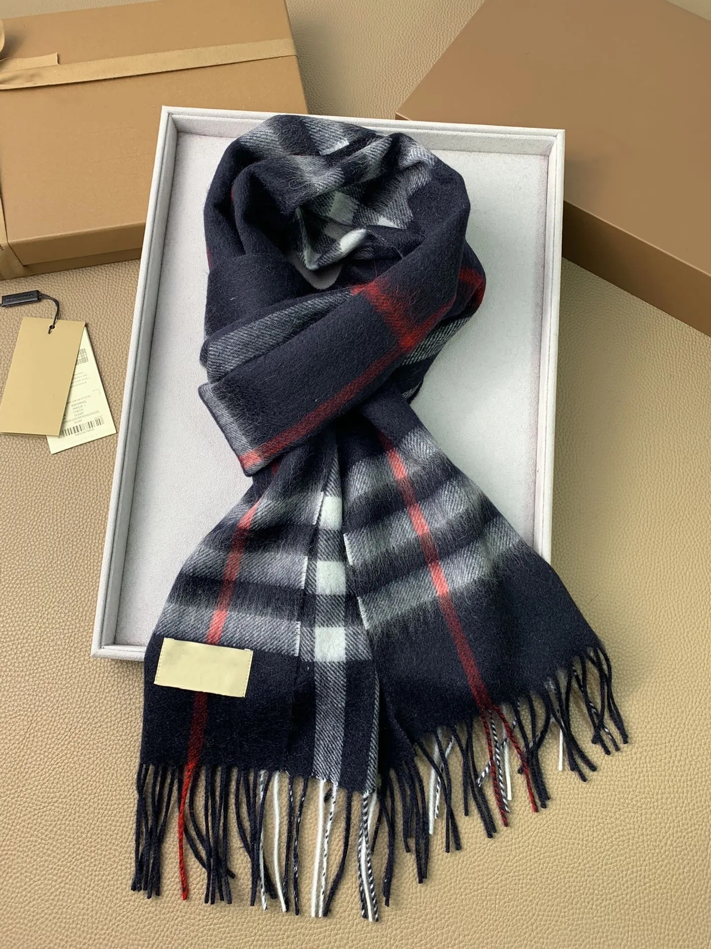 with box Classic Plaid Women Man Designer Scarf 100% Cashmere Scarves For Winter Warm Womens and Mens Long Pashmina Tassel Scarf Size 180x30cm11