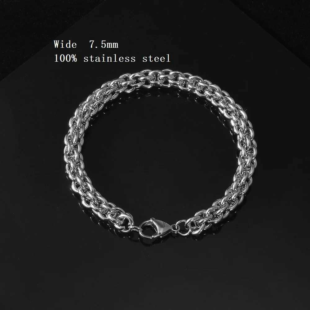 316L Stainless Steel Cuban Cable Figaro Chain Bracelet for Men Women Kpop High Quality Jewelry Solid Metals not FadeXJ251105