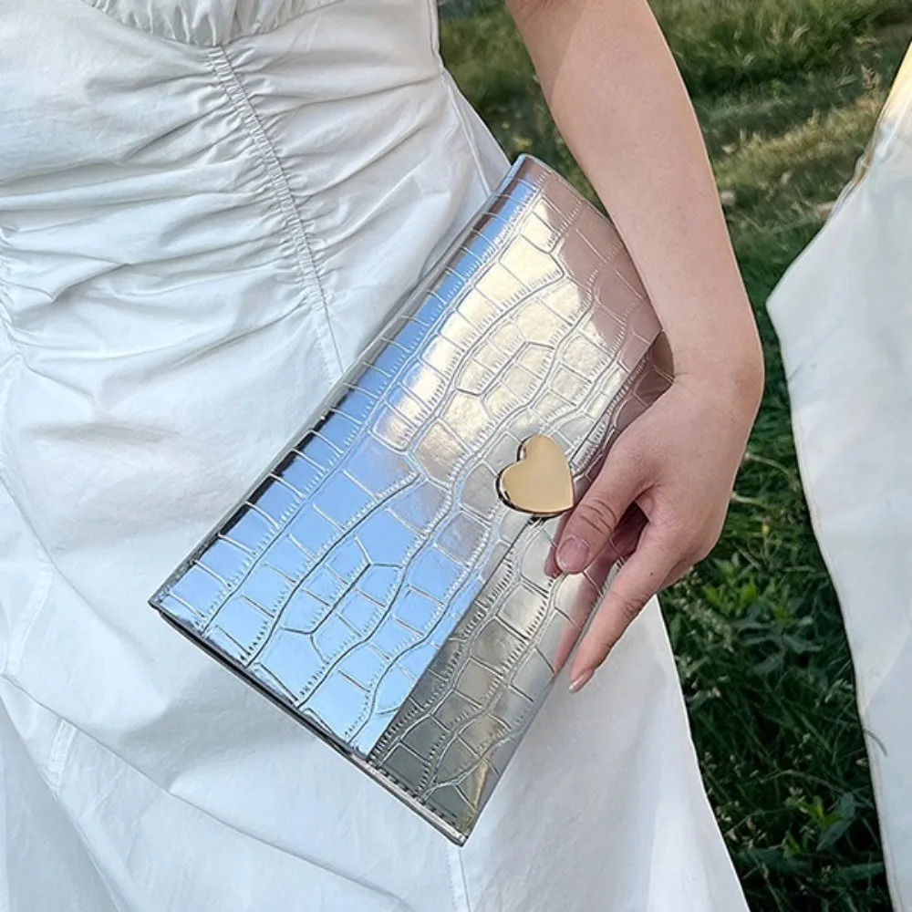 Pu leather envelope night bag patent leather glossy surface womens clutch bag Korean style magnetic buckle handbag 250402