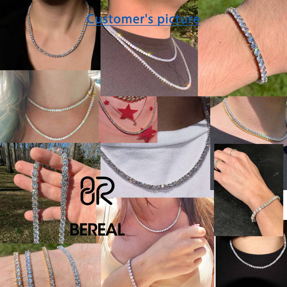 High Quality Gold Plated Vvs Moissanite Tennis Chain Pass Diamond Tester Round Brilliant Cut 925 Silver Bracelet