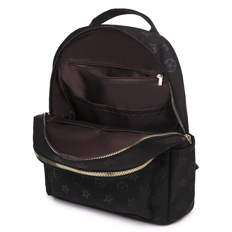 Fashionable New Design Arrival Oxford Cloth Printed Women's Backpack Large Capacity Versatile Leisure Waterproof Travel Backpack Black Brown Free