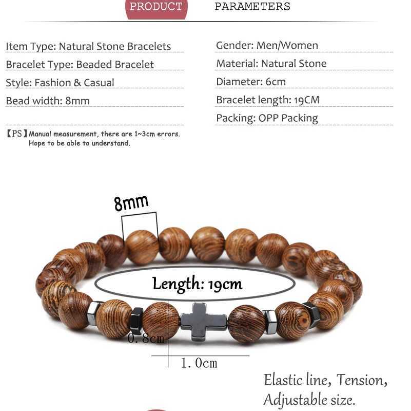 Prayer Men Women Hematite Cross Rosary Natural Stone Beads Jesus Onyx Meditations Bangles Jewelry Gift Pulsera C251105
