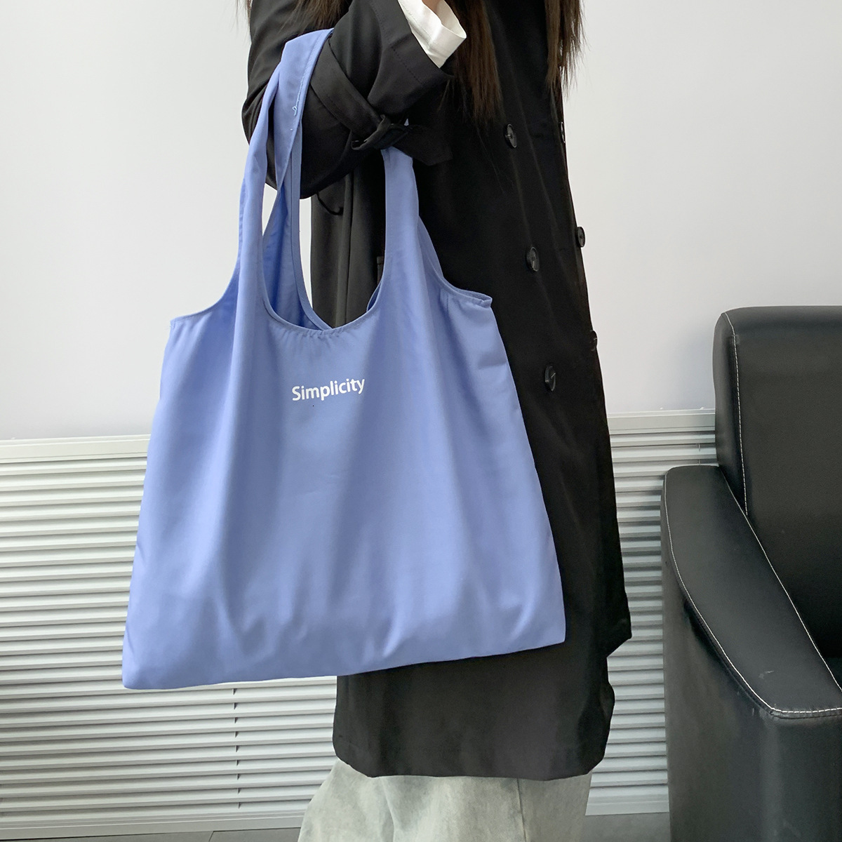 Spring and Summer Canvas Simple Letter Vest Large Capacity Travel Vacation Student Class Tote Shopping Bag