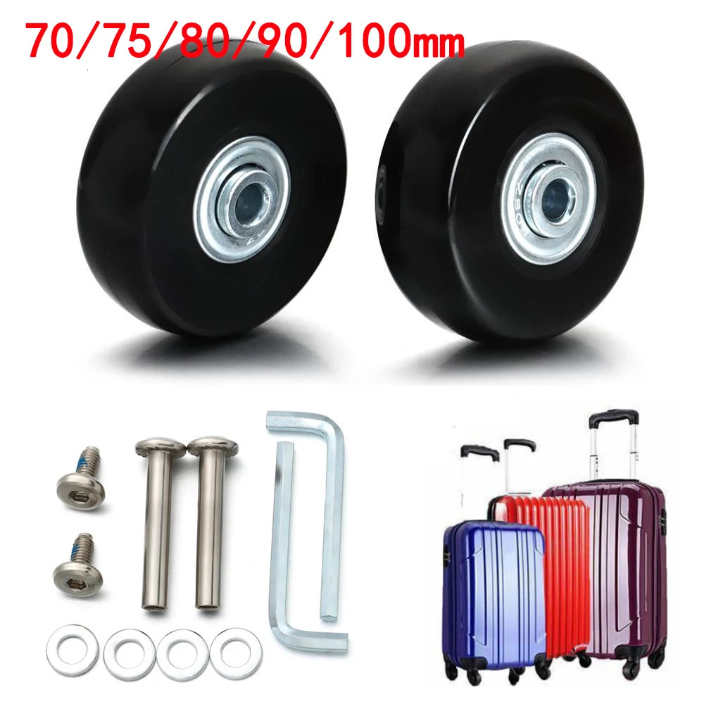 12PcsSet Silent Sliding Wheels Resistant Flexible Suitcase Travel Luggage Wheels Replacement 70758090100mm Axles Repair Kit 251031