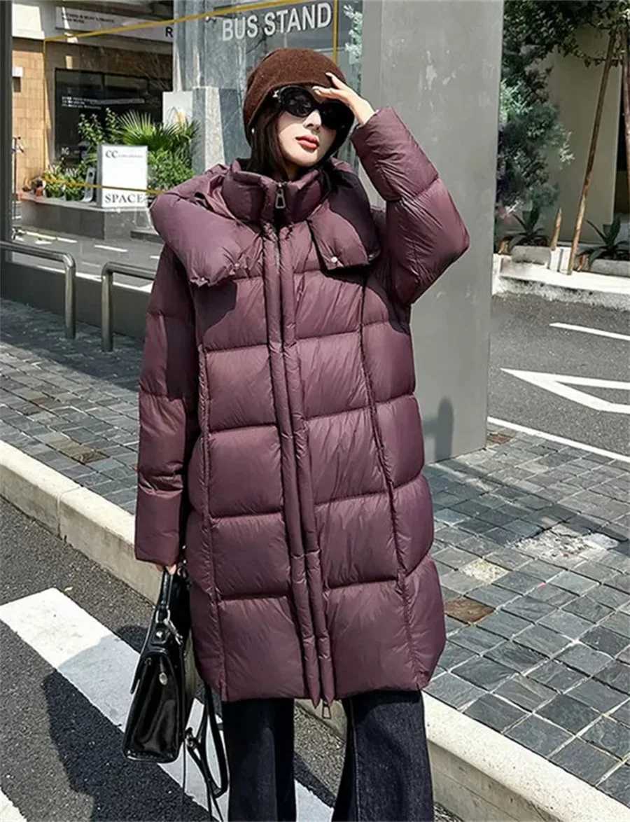 2025 Winter Euro New Womens Down Jacket Warm Commuter Straight Tube Parker White Duck Down JacketT251105