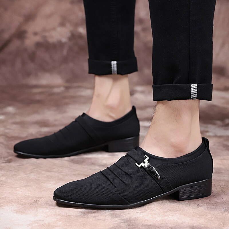 Large Business Casual Leather 38-48 Men's Pointed English Fashion Low Top Cloth Shoes