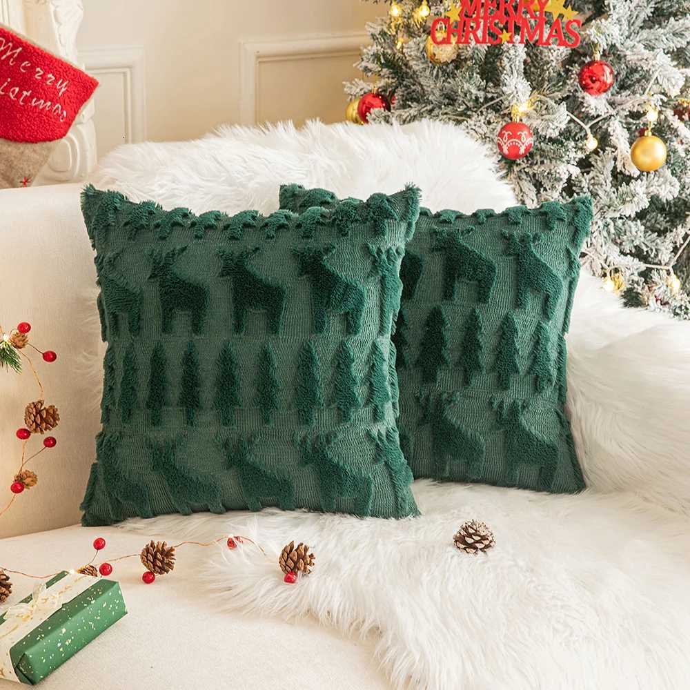 2 Pcs Christmas Tree Decorative Throw Pillow Covers Soft Fluffy Pillowcases for Home Dcor Boho Pillow Covers for Couch Bedroom Y251105