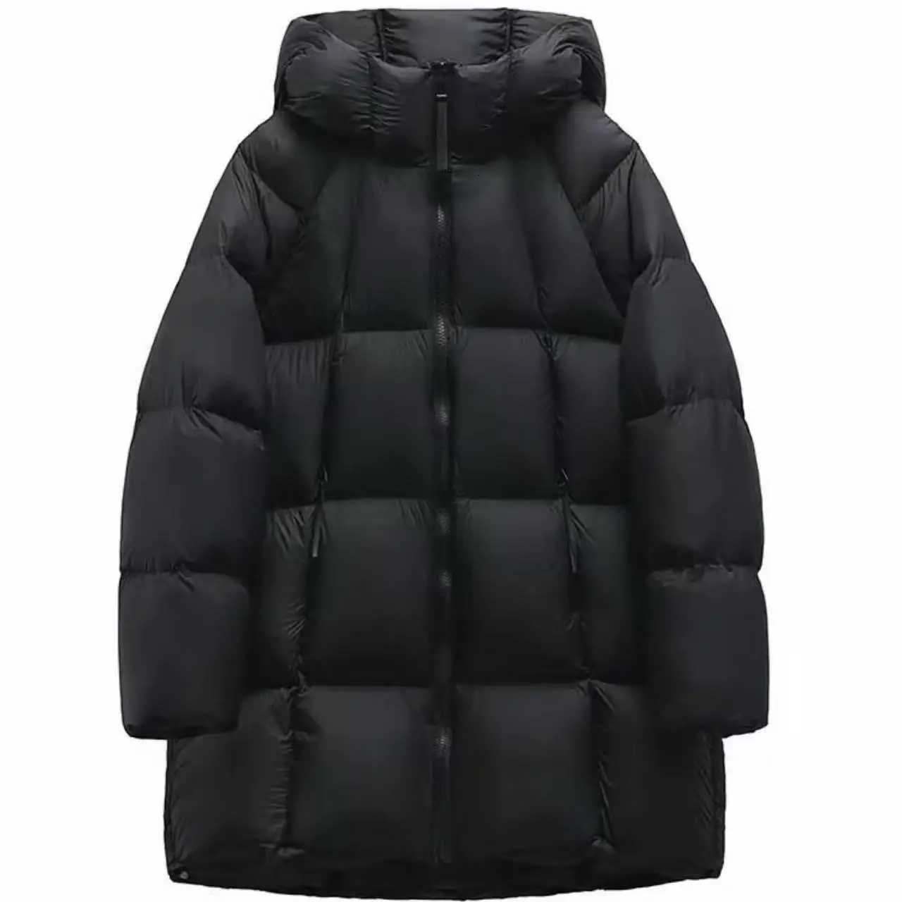 2025 Korean Puff Womens Down Cotton Jacket Loose Parkas Medium Long Cotton Padded Outerwear Hooded Ladies Winter ParkasT251105