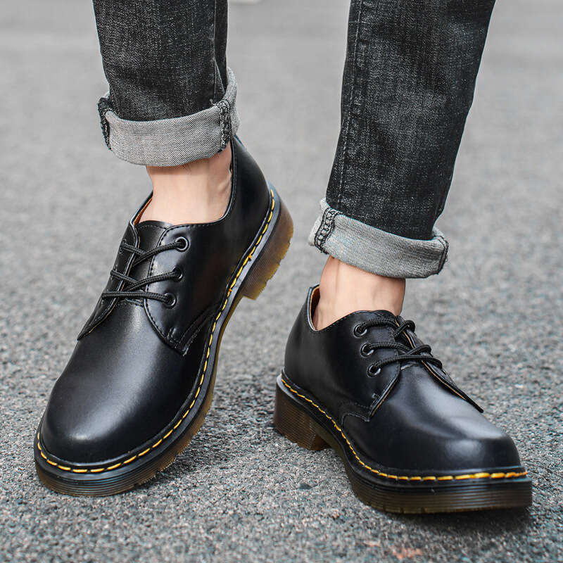 Large low cut shoes, cowhide, British style, large size short boots, round toe, men's and women's casual workwear shoes for couples