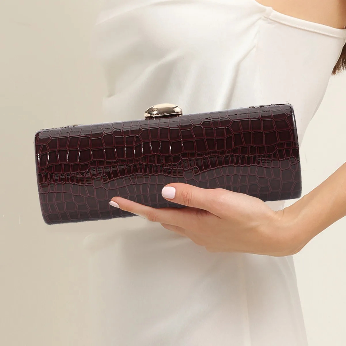 leather evening bag womens French handbag wallet wedding party clutch bag womens shoulder bag 250402