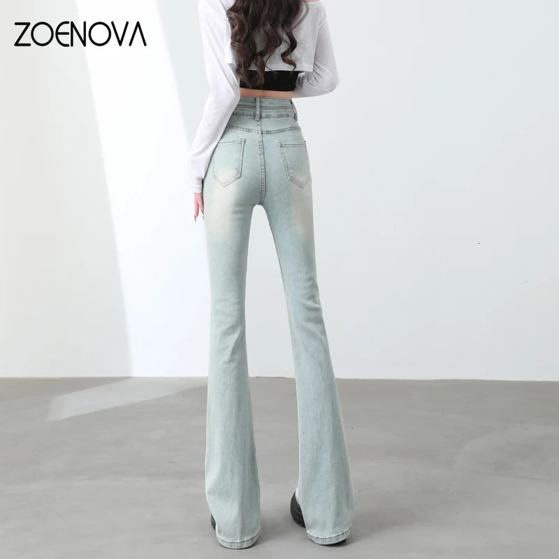 Zoenova Light Wash Wide Leg Bag Jeans Womens Spring High Waist Ultra Thin Flared Pants Casual Edition Y2K Boots Cut Denim Trouser 250403