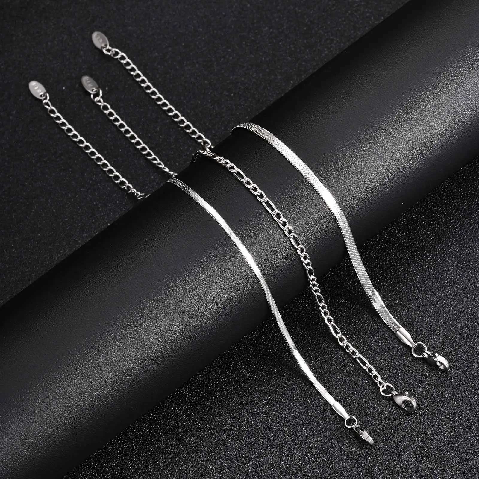 3pcs/set Minimalist Chain Bracelet for Men BoysStainless Steel Silver Color Chain Adjustable WristbandSimple Jewelry Set GiftXJ251105