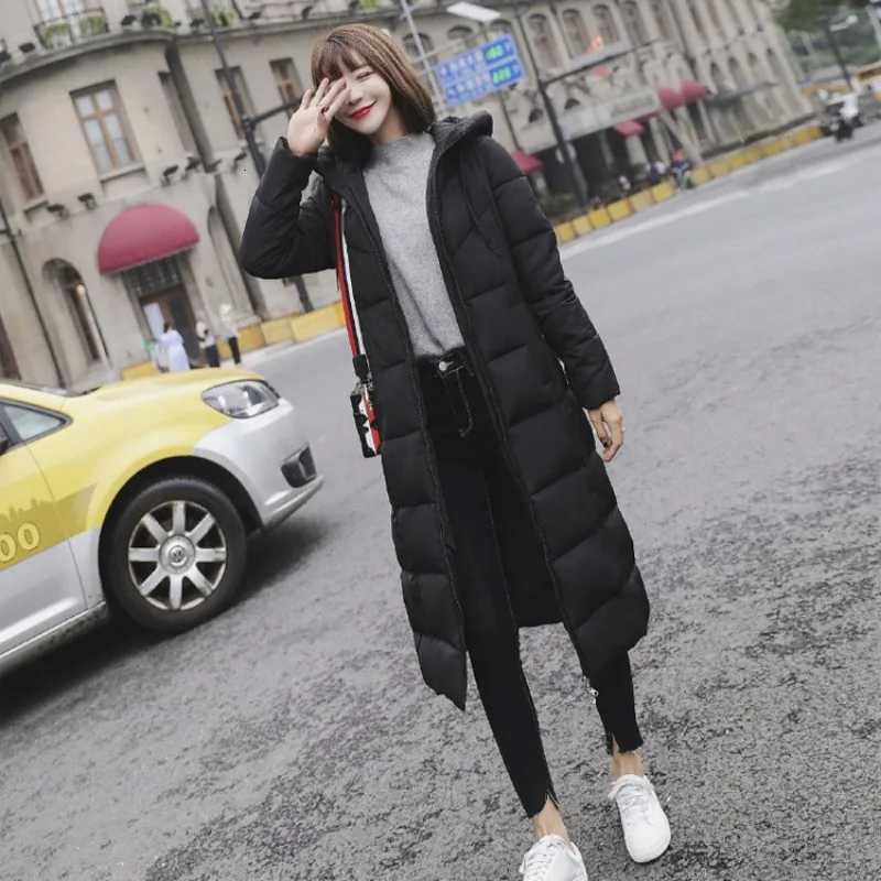 New Solid Slim Basic Style Streetwear Parkas Hooded Down Coats Autumn Winter Women Long Zipper Plus Size Warm Down Jacket NewT251105
