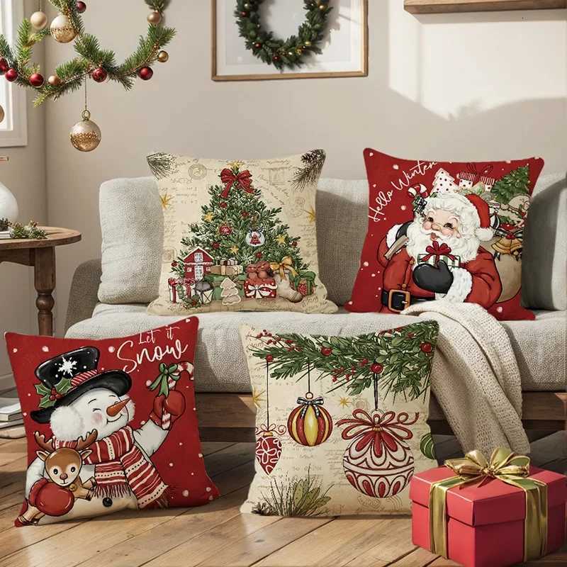 45cm Christmas Decorations Christmas Cushion Cover Pillowcase 2024 for Home Ornament Xmas New Year Christmas Decor 2025 home Y251105
