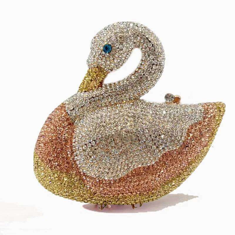 Designer Bags Lady Full Crystals Evening Clutch Women Animal Swan Rhinestones Day Clutches Metallic Handbags Party Wedding Gems Purses Hot Selling
