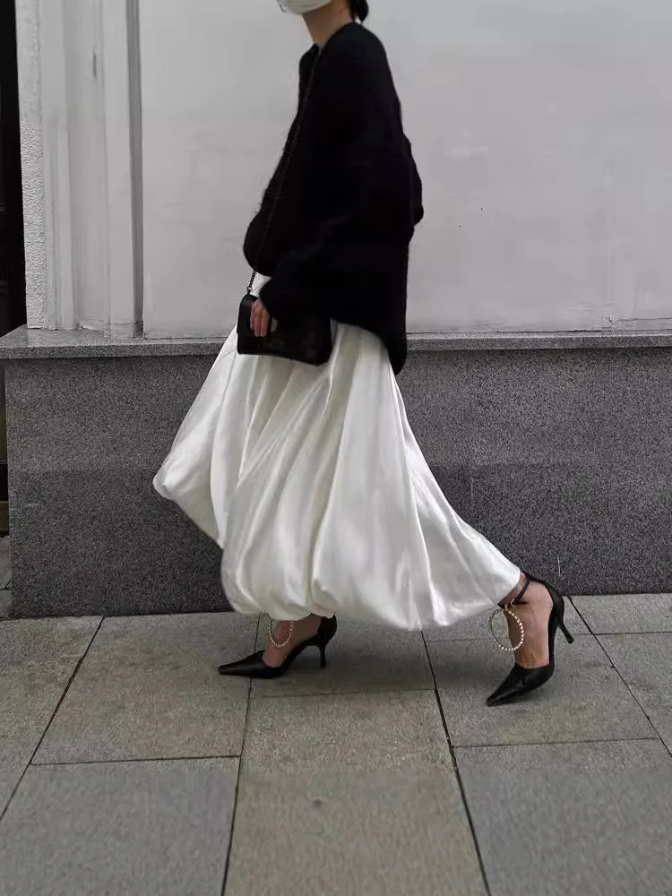 Summer Fashion Satin Womens Elegant High Waist Office Womens Ankle Length Leather Casual Loose Women 250402