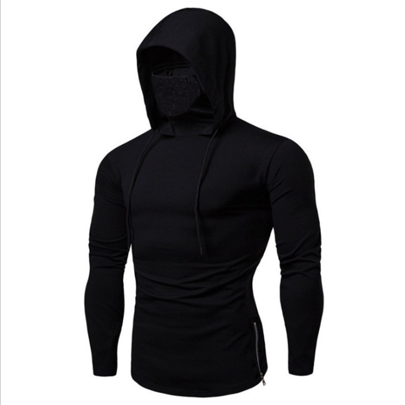 Mens Gym Thin Hoodie Short Sleeve Hoodies With Mask Sweatshirt Casual Splice Large Mask Hoodie Sweatshirt Hooded Tops Cycling 251104