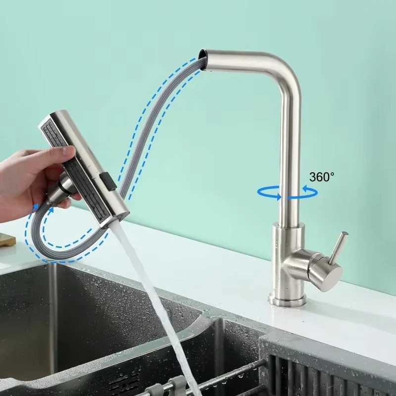 2025 new stainless steel pl-out kitchen faucet single handle sink faucet hot and cold three-in-one kitchen faucet Y251104