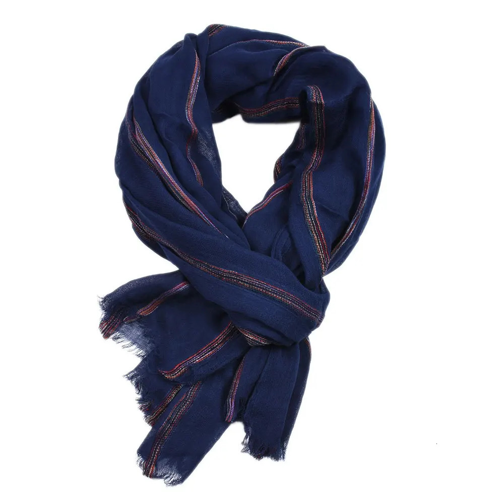 Cotton Linen Striped Men Scarf Autumn Winter Mens Scarves Warm Pashmina Neackerchief Male Fashion Shawl Bufandas 250403
