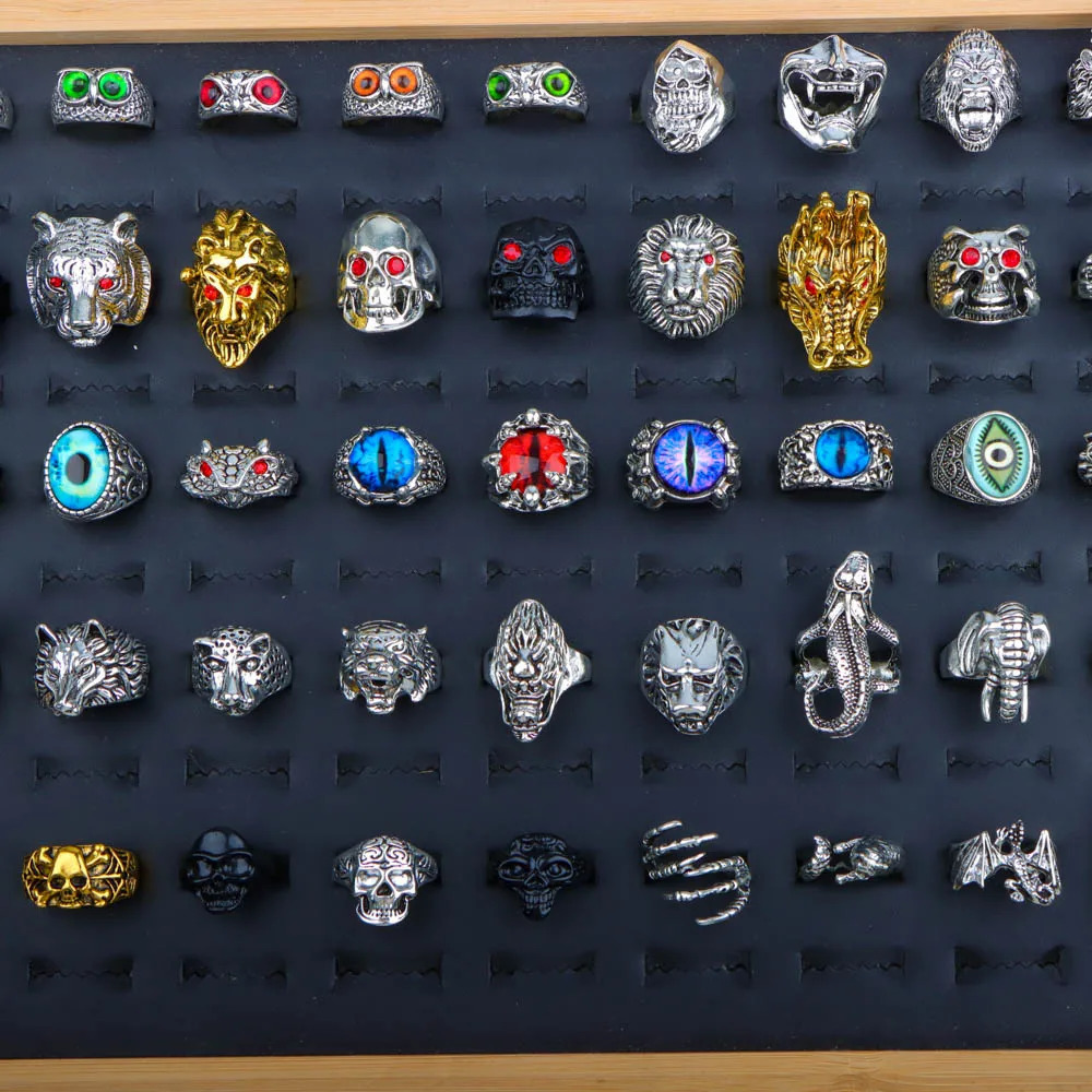 10203050pcsLot Fashion Classic Retro Punk Style Animal Owl Skull Rings For Men Women Hop Hip Jewelry Accessories Party Gifts 251031